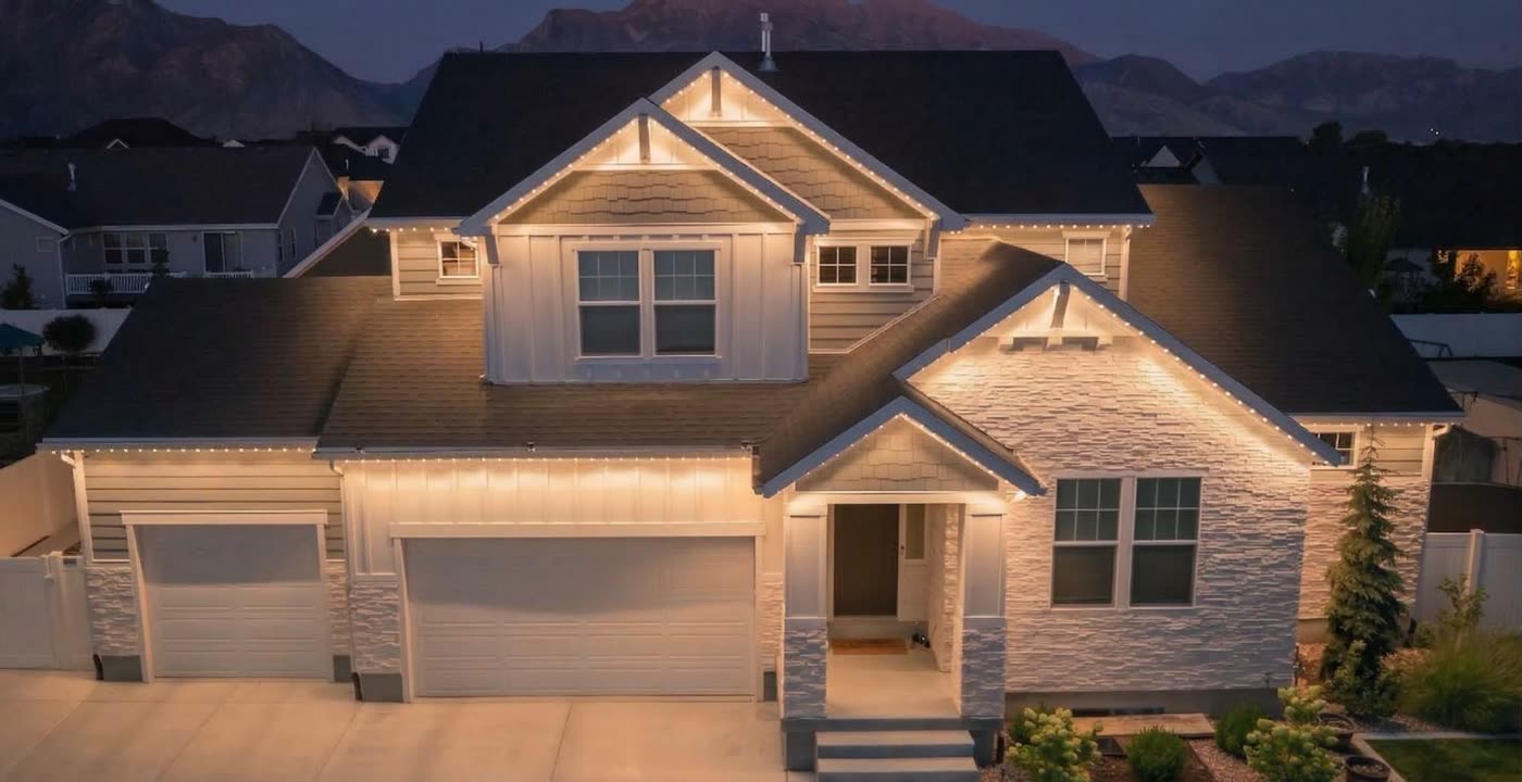 Home in warm white permanent accent lighting